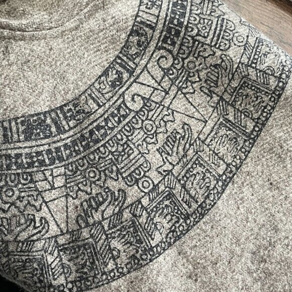 Vintage 1980s Womens Wool Blanket Cape O/S Aztec South American Art Print Boho - Picture 15 of 15